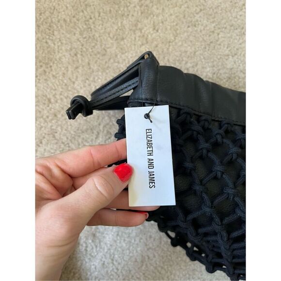 NWT Elizabeth and James Mesh Market Shoulder Bag Tote Black - Picture 4 of 16